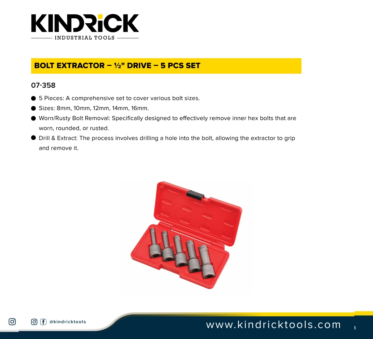 Bolt Extractor Drive 5 pcs set Supplier in Dubai