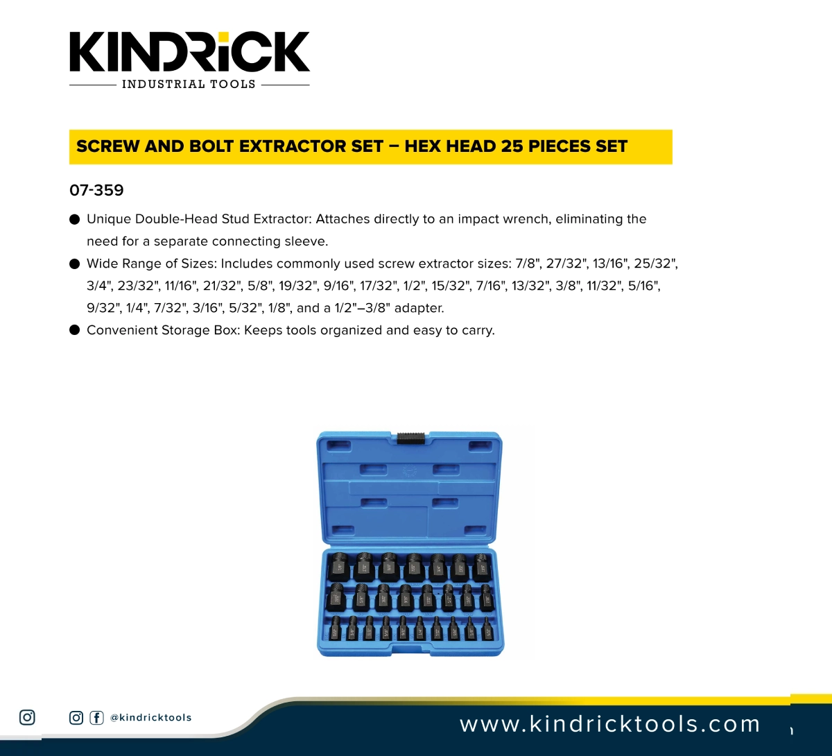 Screw and Bolt Extractor 25 Pieces Set Supplier in Dubai