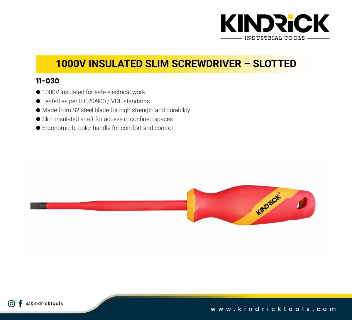 1000V Insulated Slim Screwdriver – Slotted Supplier in Dubai
