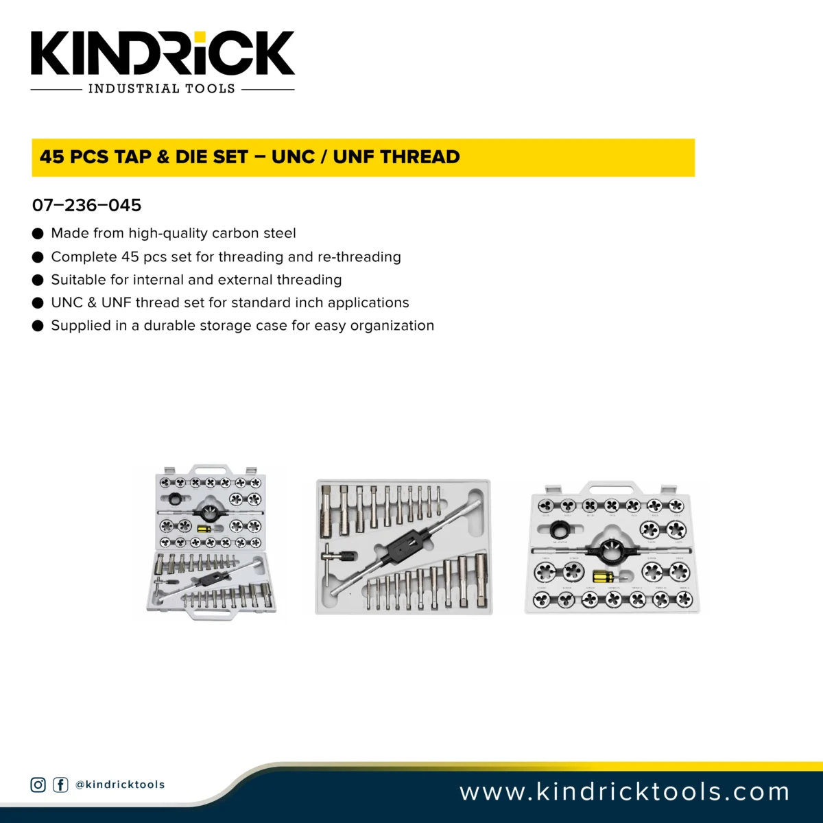 45 Pcs Tap & Die Set – UNC / UNF Thread Supplier In Dubai