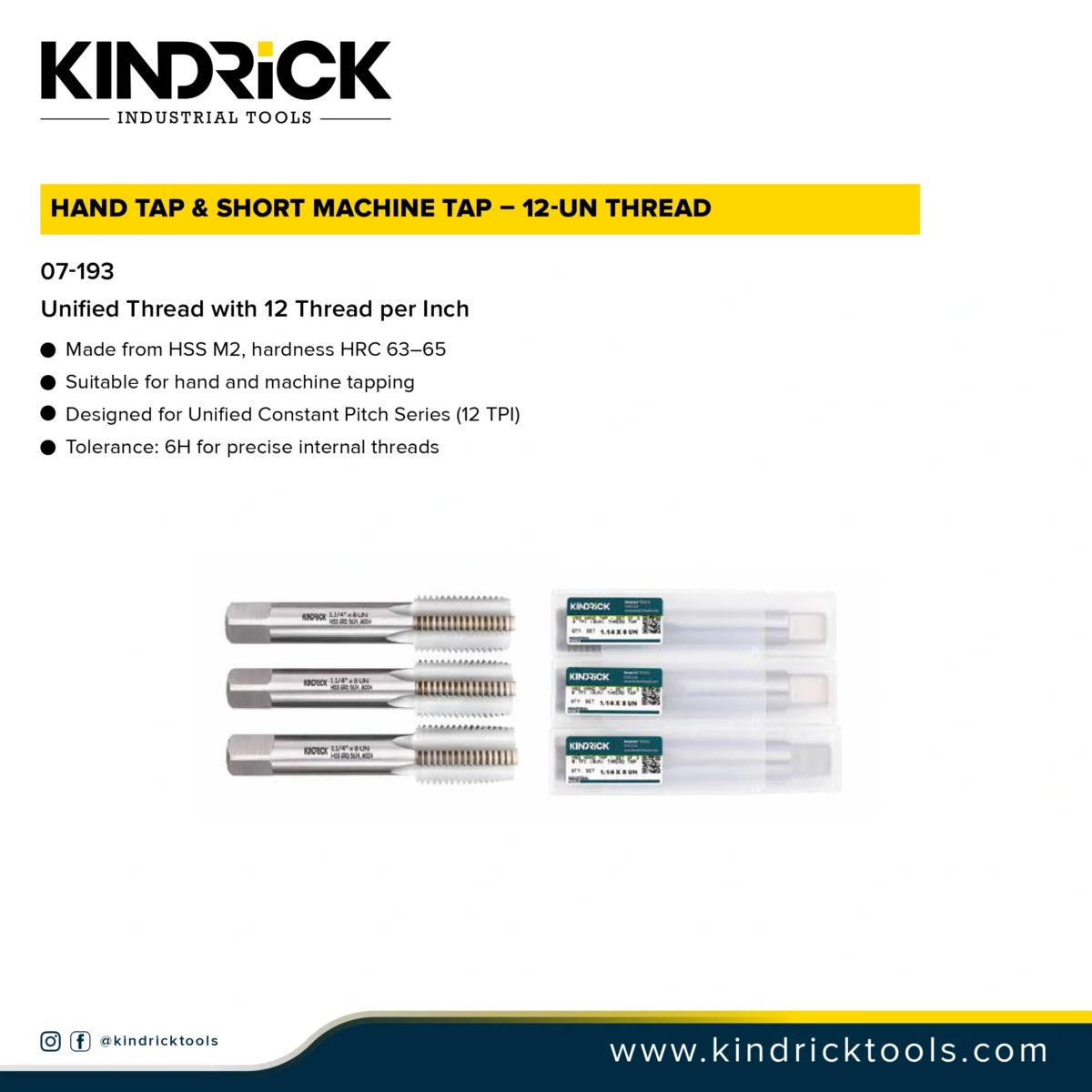 Hand Tap & Short Machine Tap - 12-UN Thread Supplier in Dubai