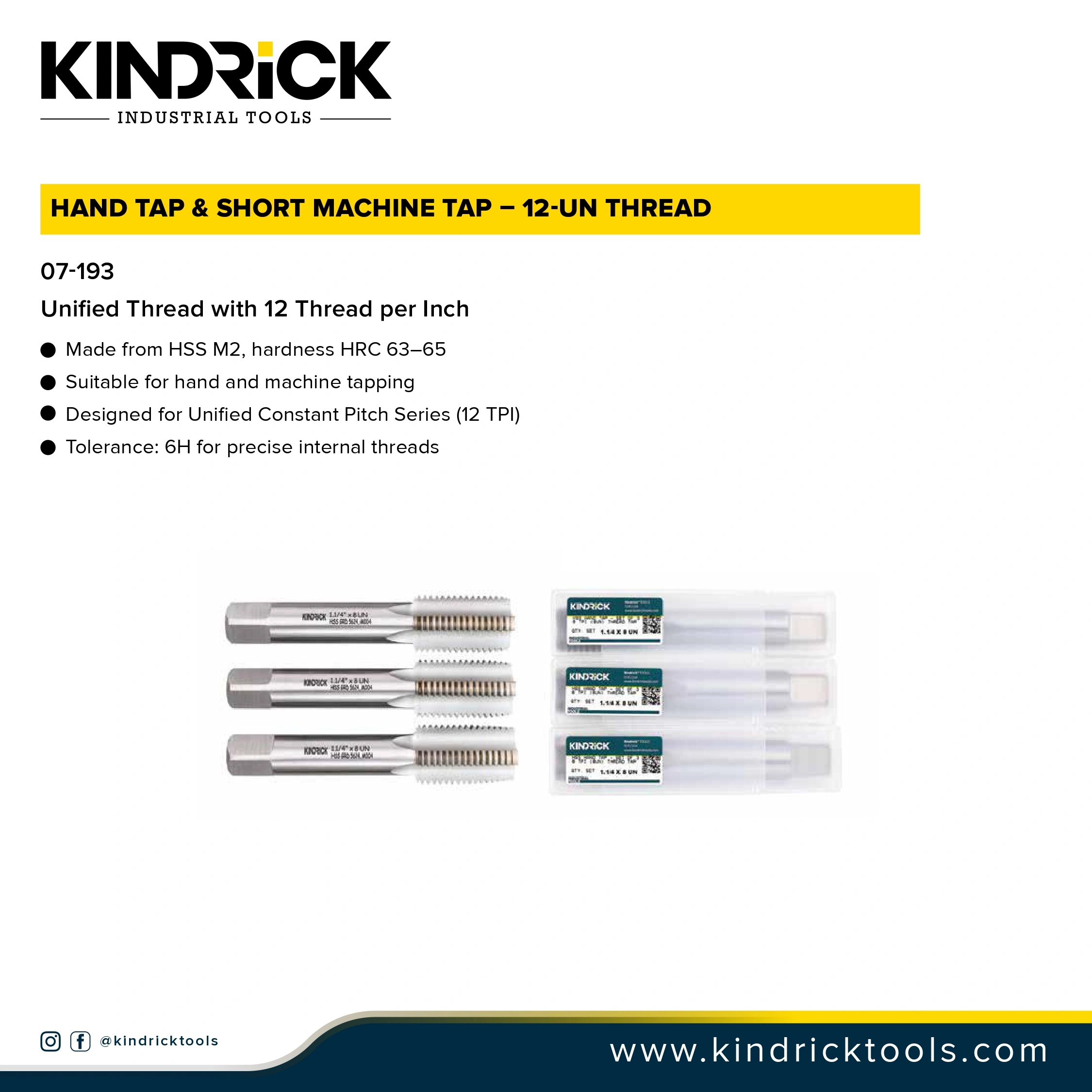 Hand Tap & Short Machine Tap - 12-UN Thread Supplier in Dubai