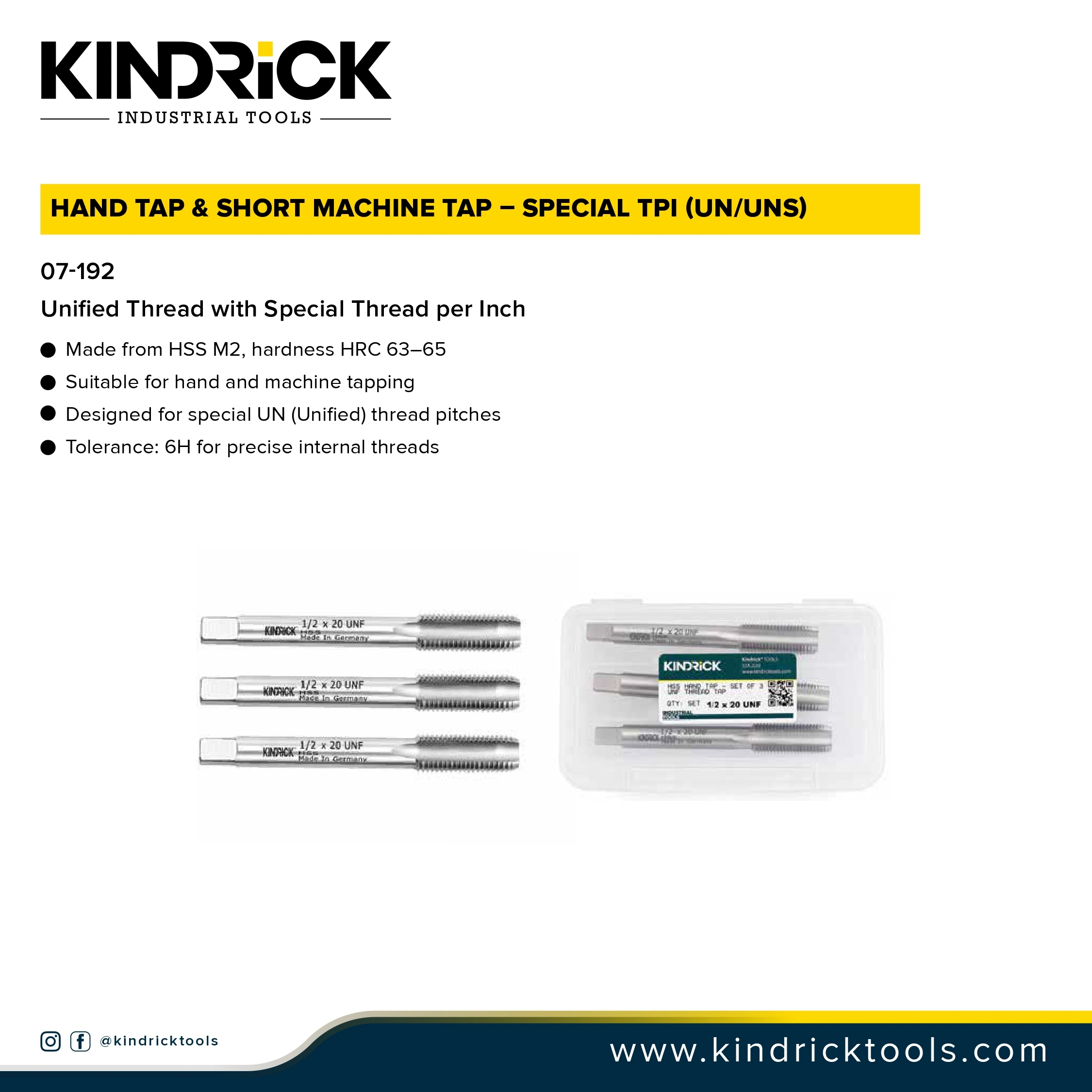 Hand Tap & Short Machine Tap- Special TPI (UN/UNS) Supplier in Dubai