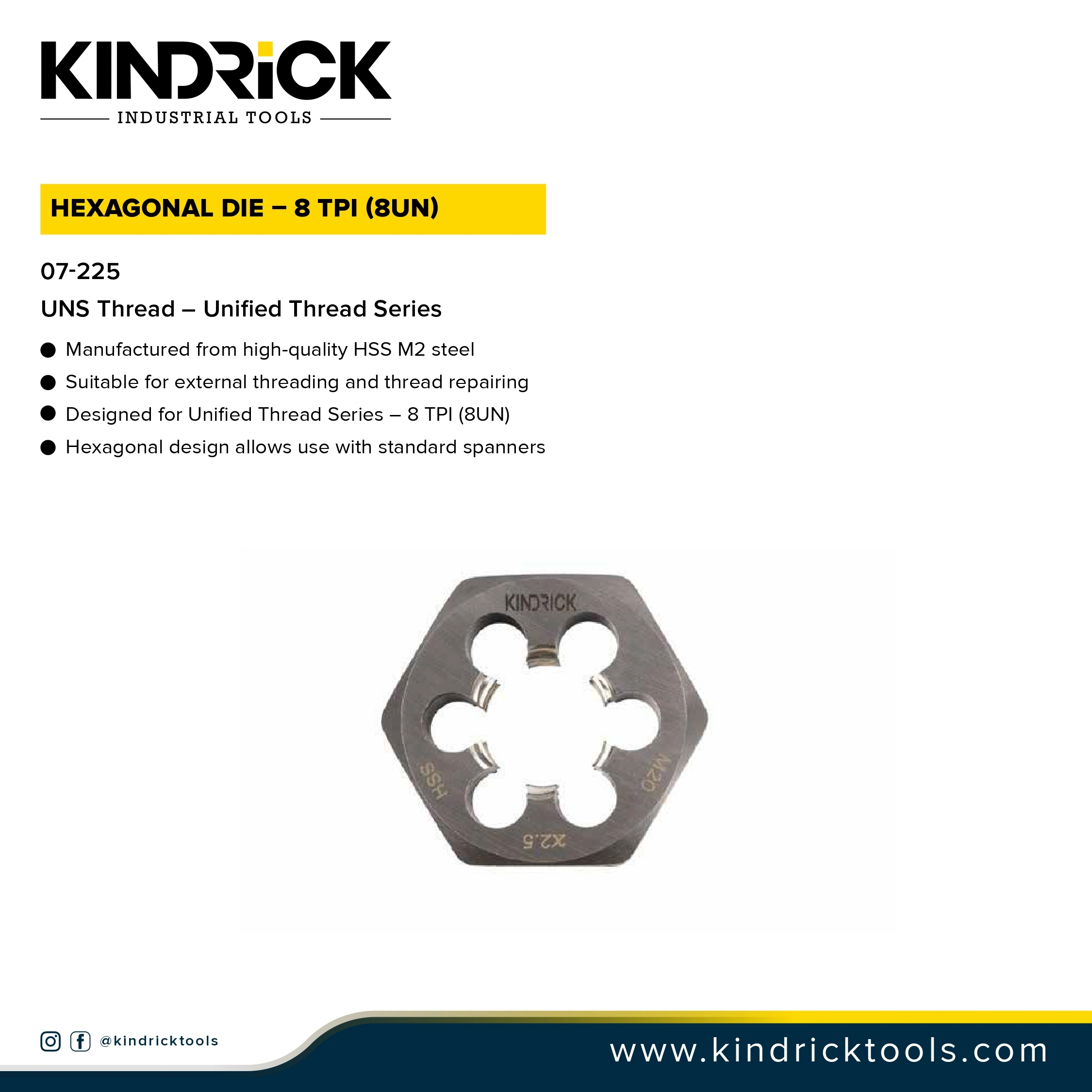 Hexagonal Die – 8 TPI (8UN) Supplier in Dubai