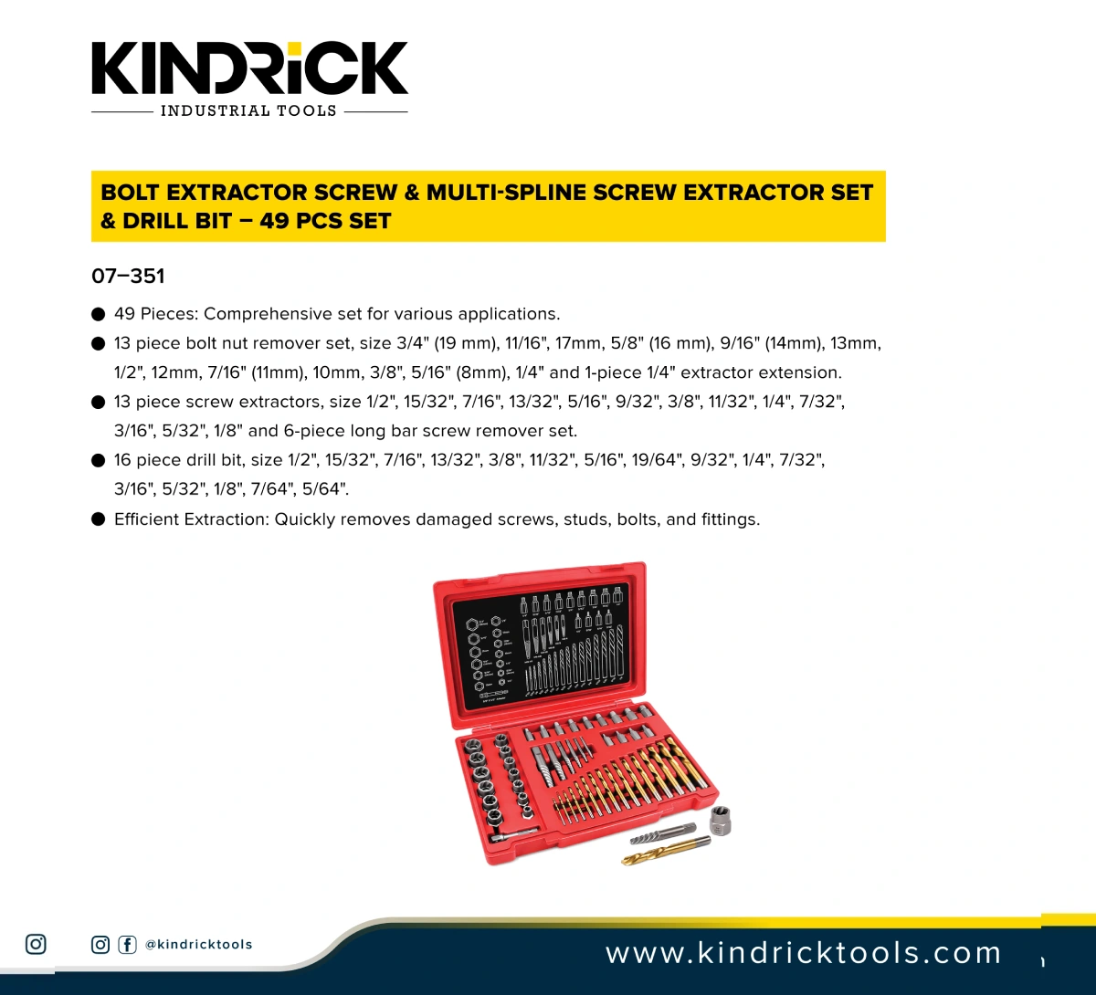 Bolt Extractor Screw Multi-Spline Screw Extractor Set & Drill Bit Supplier In Dubai