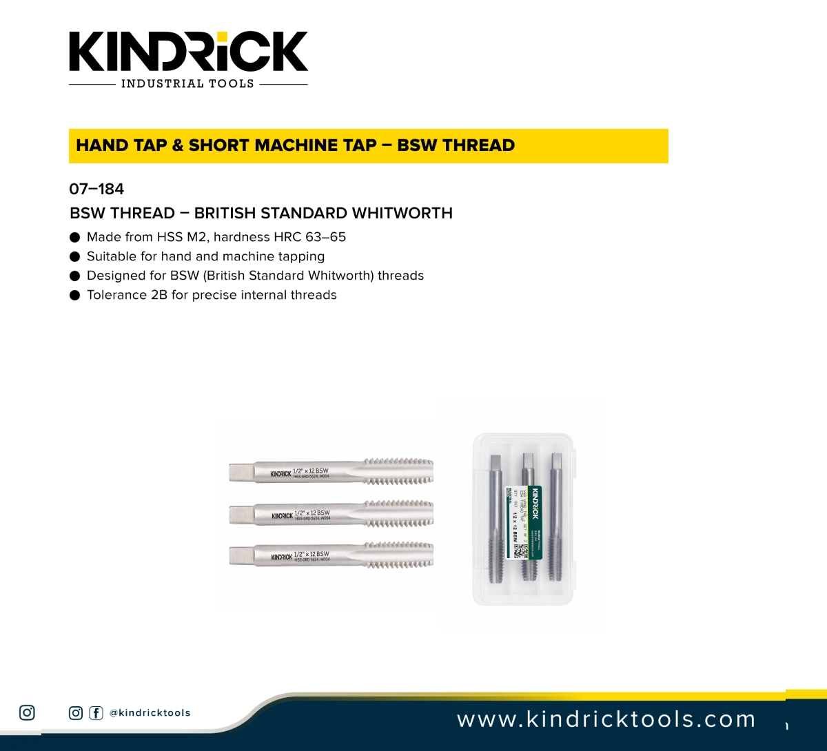 Hand Tap & Short Machine Tap – BSW Thread In Dubai