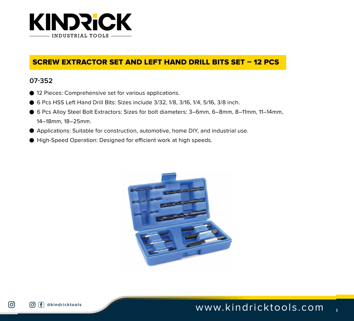 Screw Extractor Set and Left Hand Drill Bits Set Supplier In Dubai