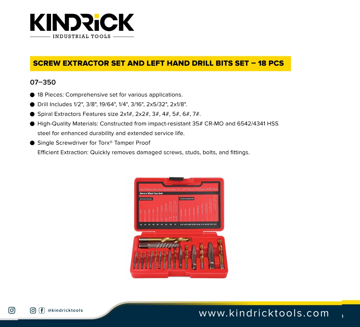 Screw Extractor Set and Left Hand Drill Bits Set Supplier In Dubai