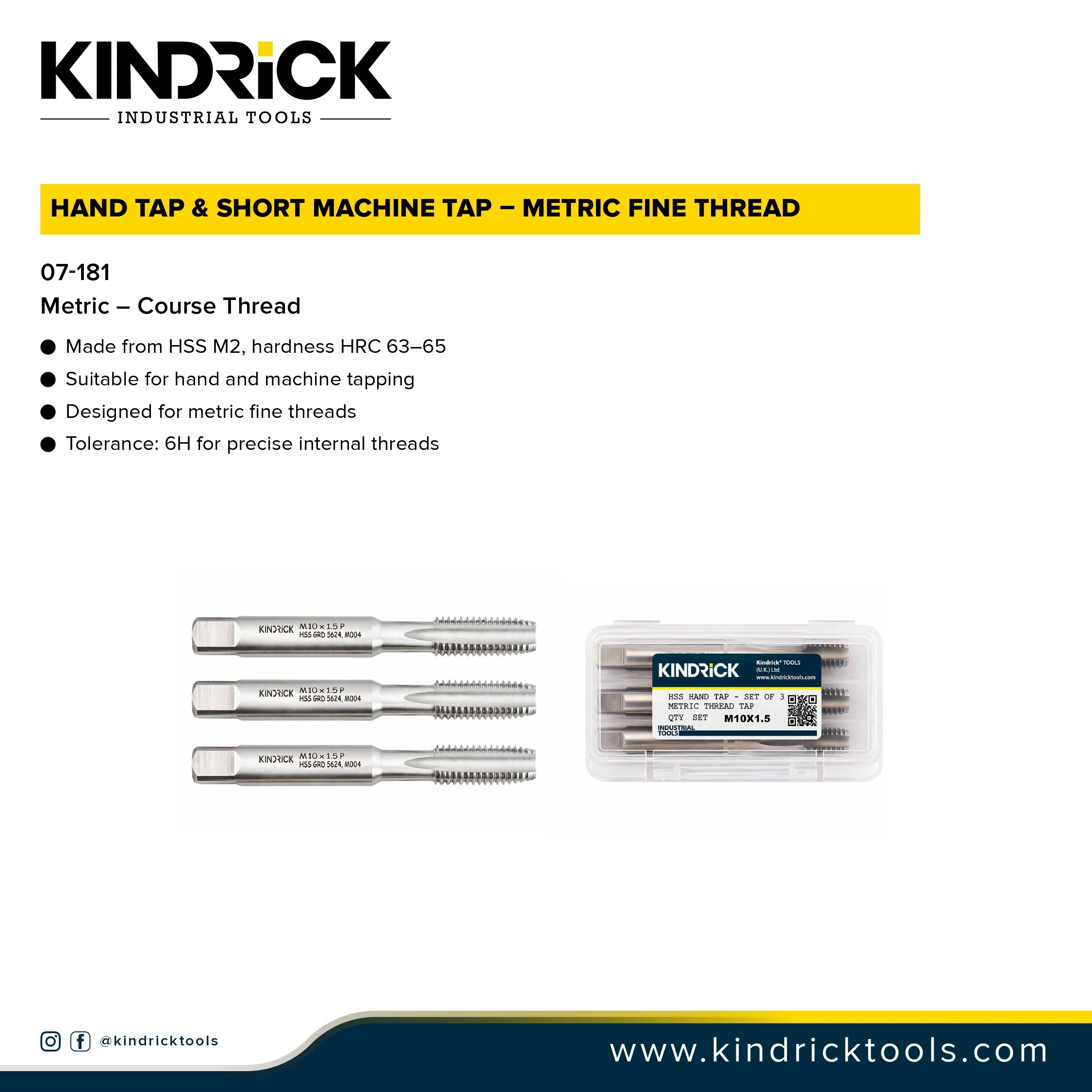Hand Tap & Short Machine Tap – Metric Fine Thread Supplier in Dubai